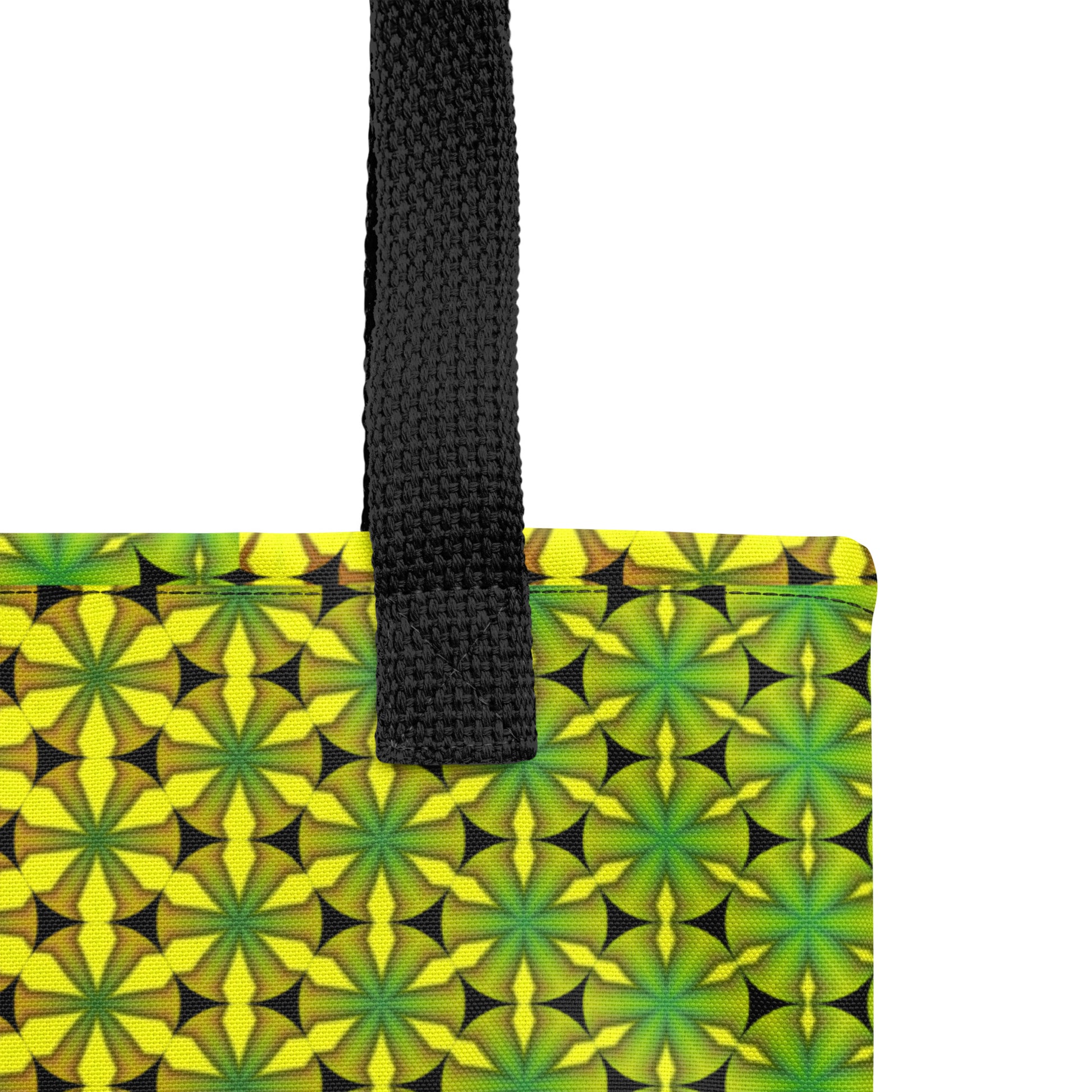 Jamaican print tote bag for women who are confident, close up material view